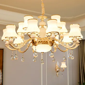 Európska Gold Luxusné LED Krištáľový Luster Obývacia Izba, Jedáleň, Spálňa Studio Hotel Villa Zliatiny Zinku Lampy