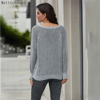 Módy Sexy Voľné Sveter pani Jar, Jeseň pletené jumper pulóver celý rukáv pletený top pre ženy 2020 svetre streetwear
