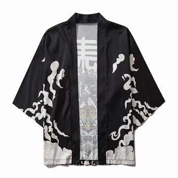 Japonský Samuri Tiger Vytlačené Kimono Ženy Harajuku Hip Hop Móda Bežné Streetwear Bunda Letná Voľné Cardigan Kimono Mužov