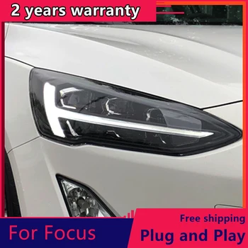 Auto pre 2019 Ford Focus plný svetla LED reflektor montáž LED denných prevádzkových svetlo LED streamer zase signál montáž