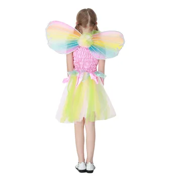 Halloween Girl Dúhová Víla, Motýľ Kostým Dieťa Dieťa Anime Tinker Bell Cosplay Farba Kniha Týždňa Maškarný