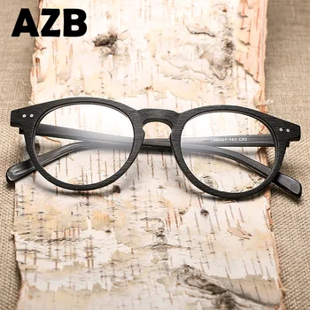 AZB Vintage Drevené Okuliare dioptrické Muži Ženy Krátkozrakosť, Ďalekozrakosť Diopter Optické Rám Okuliarov s Recept Objektív Photochromic