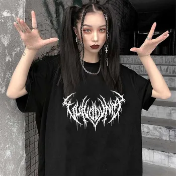Harajuku, Mikiny Dámske Teplé Gotický Streetwear Punk Ženy Hoody Horor Módne Bežné Jednoduchý List Tlač