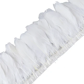 10 metrov/veľa Bielej Husacie Perie Orezania pása s nástrojmi Šaty, Oblečenie, Príslušenstvo 15~20 cm Diy Šitie Remesiel Oblaky Dekorácie