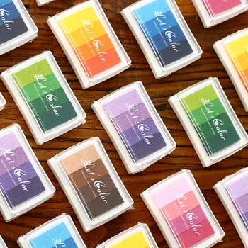 (6 ks/lot) Tvorivé Candy Farby Gradient Farba Inkpad DIY Tesnenie Atrament Pad Multicolor