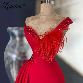 Červená Luxusné Tvaru Sexy Morská Panna Večerné Šaty 2021 Diamond Pierko Formálne Šaty Dubaj Arabčina Dlho Prom Šaty Svadobné Party Šaty