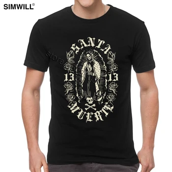 Gotický Santa Muerte T Shirt Mužov Novinka Krátke Rukávy Bavlna Márie Svätej Smrti Tee Mexickej Lebky T-Shirt Horor harajuku Topy