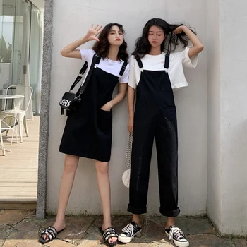 Kórejská verzia dámske džínsové nohavice + tenké nedbalý, sukne priateľka sukne čisto čierna a žltá wild škole štýl