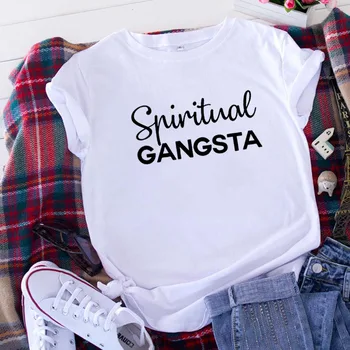 Duchovné Gangsta T Shirt Ženy Topy Lete Krátky Rukáv O-krku Bavlnené Tričko Ženy Voľné Camiseta Mujer Bežné Tee Tričko Femme