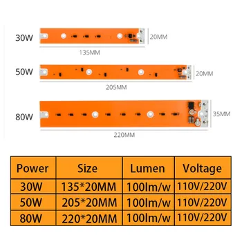 30/50/80W Plný Spectum COB LED Čip Rásť Zdroj Svetla Pre Kryté Záhradné Rastliny Hydroponics Rásť AC110V/220V