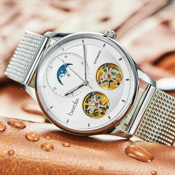 Don Dvojité Kostra MoonPhase švajčiarsko, luxusné značky mechanické hodinky mužov plné oceľové hodinky vodotesné hodiny reloj montre