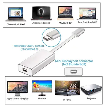 USB C na Mini Displayport Adaptér USB3.1 Typ c Na Mini dp Converter Pre Macbook pre Nový Apple Macbook/ChromeBook Pixel