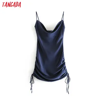 Tangada 2020 módne ženy pevné mini šaty popruh upraviť Dámy bez rukávov skladaný party Šaty Vestidos 3H439