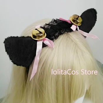 Veľký Zvon Čipky Plyšové Mačka Ucho Slúžka KC hlavový most Headdress Japonský Krásnej Lolita Cosplay Príslušenstvo, Vlasy kapely Halloween Party Prop