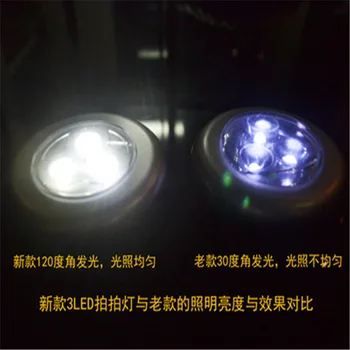 3 LED Strieborná Skriňa Skriňa Lampa Batérie Powered Wireless Stick Ťuknite na položku Dotknite Push Bezpečnosti Kuchyňa Spálňa Nočné Svetlo 1PC