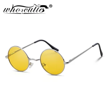 Okrúhle slnečné Okuliare Mužov Polarizované UV400 Vysokej Kvality, Dizajn Značky Vintage Retro Kruhu Rámom Slnečné Okuliare Ženy Žlté Šošovky 801B