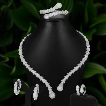 GODKI 4PCS Luxusné Trikolóra Chokers Šperky Set afrického Pre Ženy, Svadobné Afriky Cubic Zirconia Dubaj Svadobné Šperky 2020