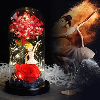 Romantický Večný Kvet Sklenený Kryt Darčeka Rose Kreatívna Výzdoba, Dekorácie, Narodeniny, Vianoce, Valentína Darček