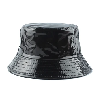 2020 Nové Módne Waterproof Black Vedierko Hat Reverzibilné Kožené Rybárske Čiapka Unisex Rybár Klobúky Hip hop Bežné Slnko Čiapky