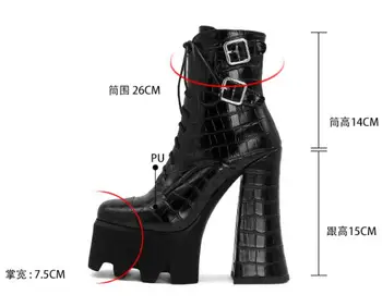 2021 Nové dámske Sexy Zimné Čierne Topánky Platfrom Boot Ženy Móda Topánky Hrubé Vysokom Podpätku Topánky móda veľkosť Topánky u470