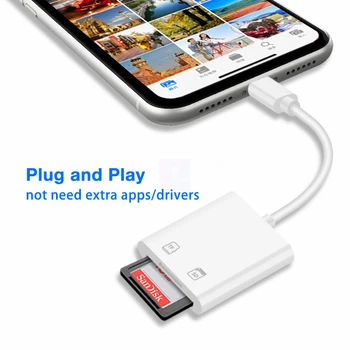 2 V 1 Lightning Adaptér SD/TF Card Reader Kit pre iPhone 12 Pro Max Mini 11 X XR XS Pro Max SE2 iPad Mini Pro Air3 Air4 iOS 14