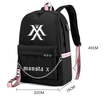 Dvakrát kórejskej Hviezdy Nayeon Momo Batoh Školské Tašky USB Port Mochila Cestovné Tašky Notebook Reťazca Batoh pre Slúchadlá