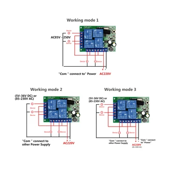 Nahnevaný opice 433Mhz Diaľkové Ovládanie Bezdrôtový Prepínač STRIEDAVÝ 85V ~ 250V 220V 4 CChann Prijímač Relé Modul a 433 mhz ovládacie Prvky