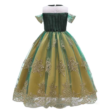 2020 Nové Anna Zelené Šaty Pre Dievča Leta Čipky a Tylu Princezná Cosplay Kostým Detí, Narodeniny, Sviatok Strany Oblečenie 3-10Years