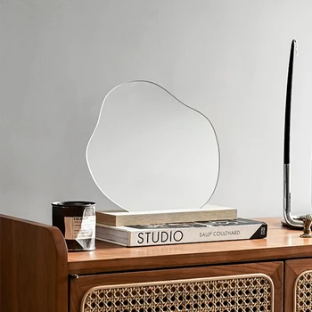 Desktop Nepravidelný Zrkadlo Domáce Dekorácie Nordic Tabuľka Obliekanie, Make-Up Zrkadlá S Drevom Základná Umelecká Tvorivá Kúpeľňa Zrkadlo Na Líčenie
