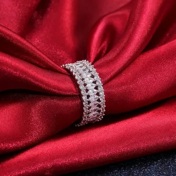 Jednoduché, Elegantné 925 Sterling Silver Oslňujúci CZ Zirkón Crystal Krúžok Sľub Svadobné Zásnubné Prstene Pre Ženy bague femme