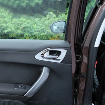Hríb Pálenie 2ks/Set ABS Chrome Vnútorné Zadné Dvere Kruhu Výbava Nálepka pre Peugeot 208 2008 2016 Príslušenstvo Nálepky