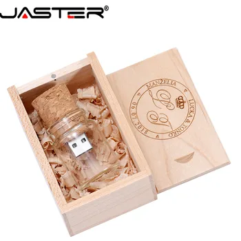 JASTER Sklo drift fľaša s Korkovou USB 2.0 Flash Drive (Transparentné) kl ' úč 4G 8G 16GB 32GB 64GB aktuálne Módne fľaše darček