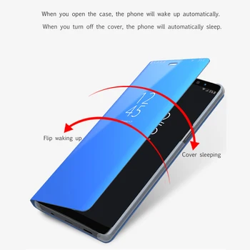 Smart Mirror Kože Flip Telefónu Prípade Huawei Honor 9 X Lite P Smart 2021 Luxusné Zrkadlo Shockproof Chrániť Coque Mate 40 Pro
