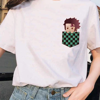 Anime Vzor Japonský Démon Vrah Nadrozmerné T-shirt Harajuku Tričko O-krku 90. rokov Cartoon Kawaii Žena T-shirt Žena Oblečenie