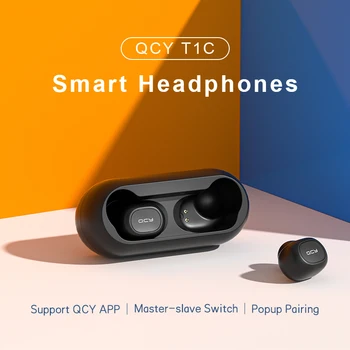 QCY T1C NOVÉ Bezdrôtové Slúchadlá Mini Dual Bluetooth V5.0 Slúchadlá 3D Stereo Zvuk S APP Vlastnú