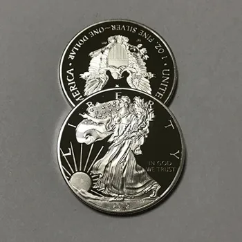 50 ks Non Magnetické 2019 slobody uncirculated mince, strieborné pozlátené odznak ingot 40 mm eagle hore nohami, suveníry, dekorácie mince