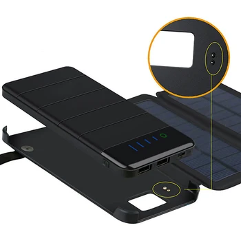 Solar Power Bank 10000mah Prenosné Nabíjačky Solárny Panel Dual USB Externé Batérie Univerzálny Powerbank s LED Svetlom Pre iPhone