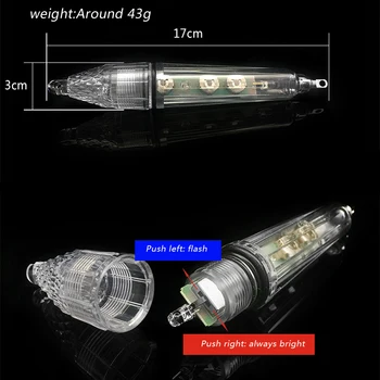 5 ks LED Blikajúce Svetlo Mini Hlboký Pokles Podvodné Svetlá Rybolov, Ryby, Chobotnice Lákať Lampy, Nočné Ryby Svetlá 17 cm/43 g 4 Farby