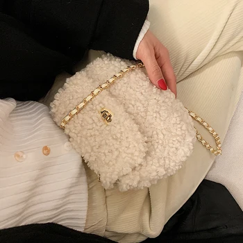 с доставкой 2021 módne ovčej vlny malé ženy, tašky cez rameno, Dizajnér Luxusné kabelky umelú kožušinu crossbody taška ženy peňaženky
