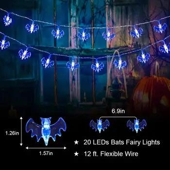 LED Reťazec Ľahké Bat Tekvica Svietidlá Ghost Batérie Vianočné Zábavné Halloween Garden Home Party Dovolenku Dekorácie Víla Svetlo