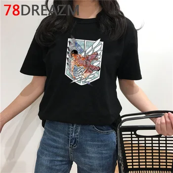 Nové Japonské Anime Útok na Titan T Shirt Ženy Letné Topy Harajuku T-shirt Vtipné Karikatúry Grafiky, Tees Estetické Tričko Žena