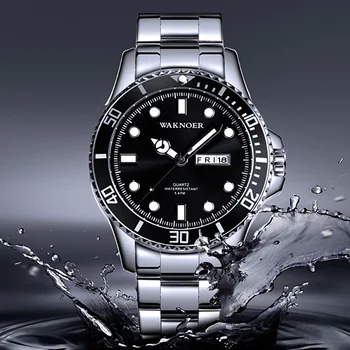 Muži Quartz Hodinky Klasický Dizajn Masculino Relogio Mens Nehrdzavejúcej 5ATM Svietiace Auto Kalendár Dátum Luxusné Náramkové hodinky Montre Homme