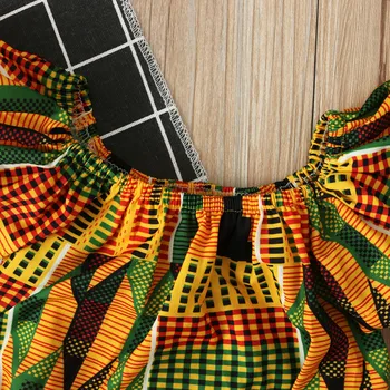 Batoľa Novonarodené Dievčatká Kombinézach Afriky Vytlačiť, Ramenný Kombinézach +hlavový most Set 2 ks Dojčenské Oblečenie Jumpsuit Oblečenie