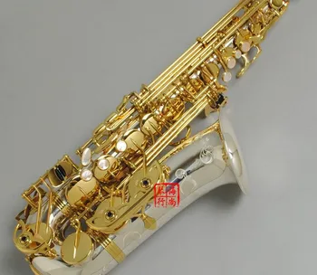 Úplne NOVÉ Alto Saxofón W037 poniklovaná Gold Key Profesionálne Super Hrať alto Sax Náustok S puzdrom darček