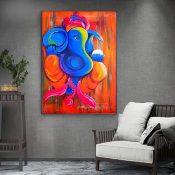 Abstrakt Slony Plátno na Maľovanie Slon Boh Obrazy Hinduistický Boh Plagáty Ganeš Plagát na Obývacia Izba Dekor Wall Art Quadro