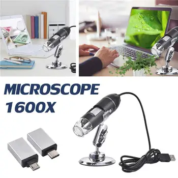 Mega Pixelov 1600X 8 LED Digitálny Mikroskop Typ-C/Micro Pre Android telefónu USB Pre PC zväčšovacie sklo Elektronické Stereo USB Endoskop C