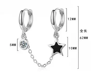 1 ks 925 Sterling Silver Piercing Strapec Crystal Kolo Star Stud Náušnice pre Dievčatá Darček pendientes oorbellen eh328