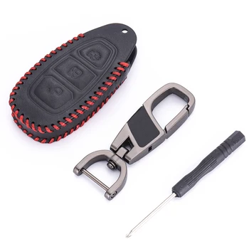 Originálne Kožené Diaľkové Ovládanie Auta Keychain Kľúč, Kryt puzdro pre Ford Escape Ecosport Focus MK3 MK4 Kuga Nová Fiesta Smart Key
