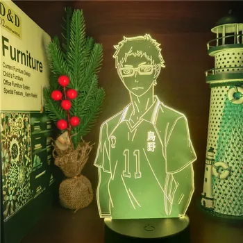 Anime Haikyuu KEI TSUKISHIMA 3D Lampa LED Nočné Svetlo Pre Deti Spálňa Decor Nočného RGB Farebné Stolové Lampy Manga Vianočné Darčeky