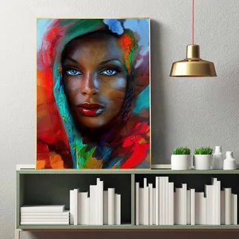Modré Oči Abstraktné Africkej Ženy Umelecké Plátno Obrazy na Stenu Umenie Plagáty A Vytlačí Čierna Žena Umenie Fotografie Domova